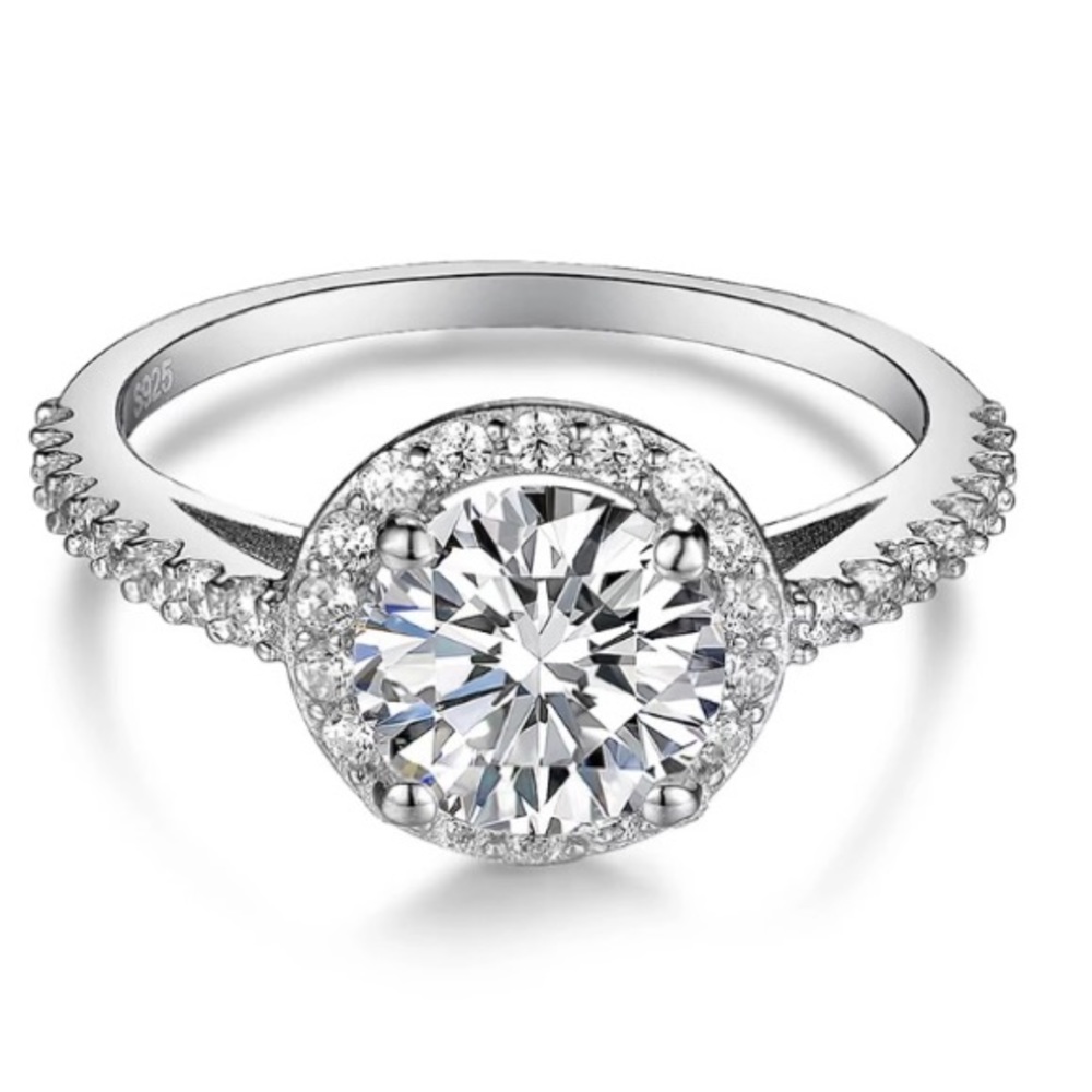 Halo Moissanite diamond engagement ring